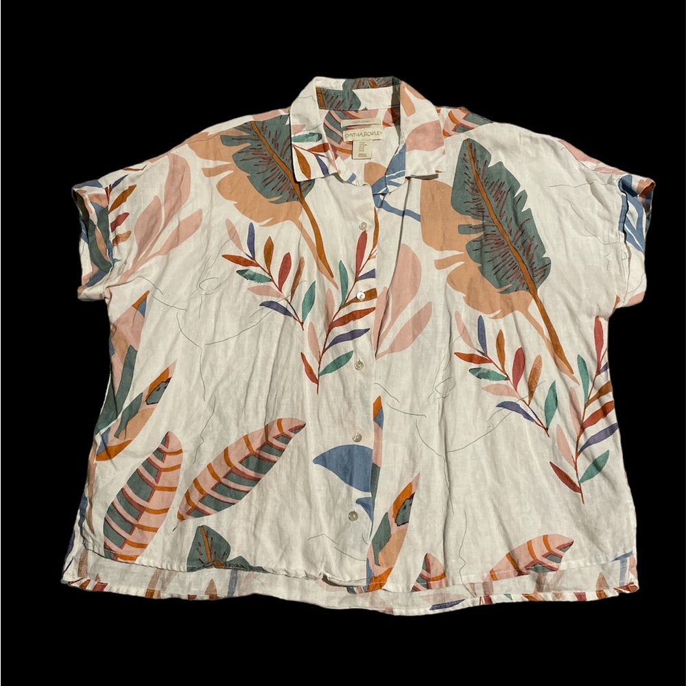 Cynthia Rowley Linen Botanical Button Up
